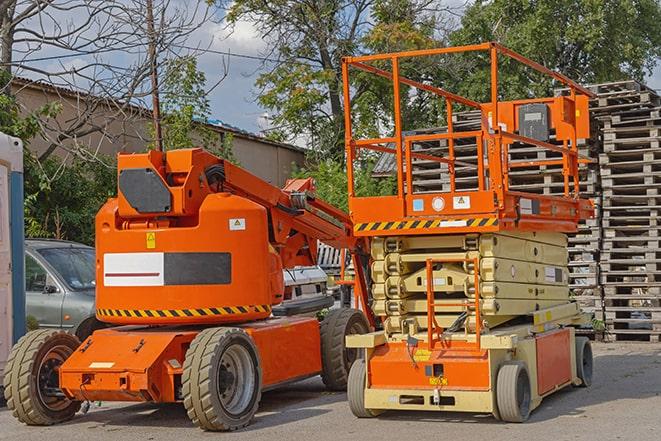 industrial forklift lifting heavy loads in a warehouse in Parkland